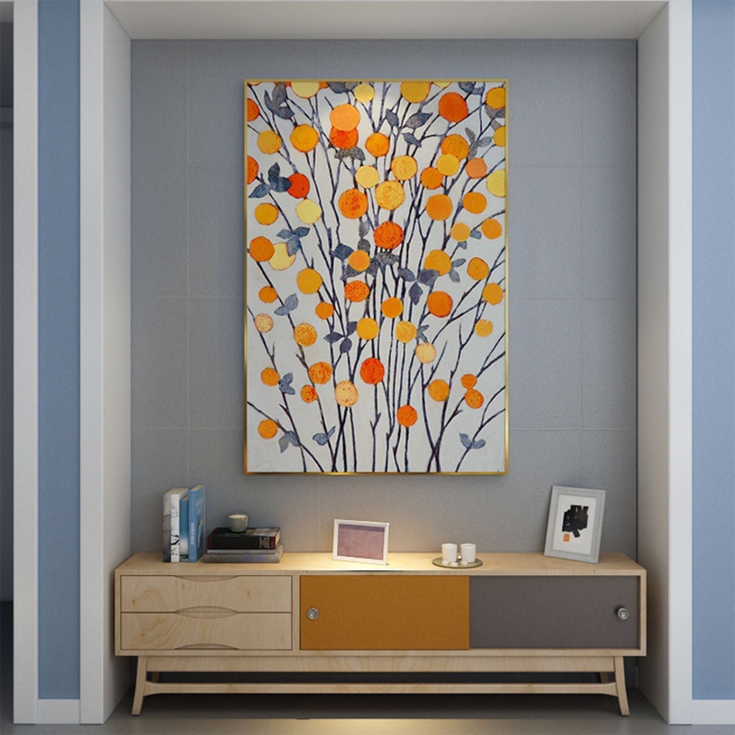 Golden Harmony: Abstract Tree Art