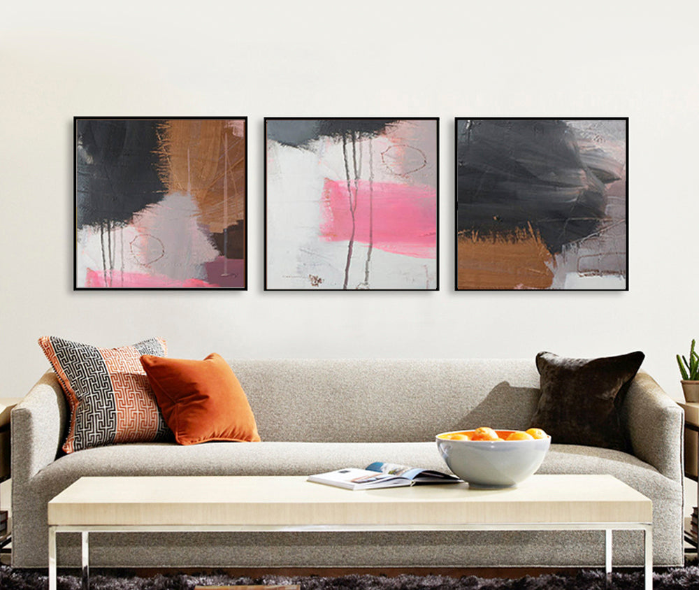 Muted Harmony - Abstract Triptych