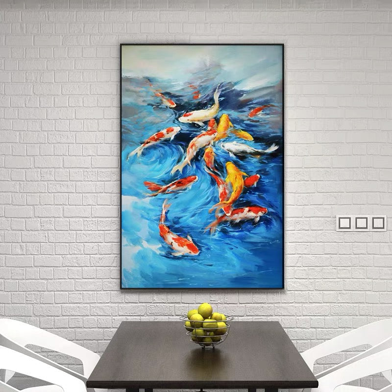 Vibrant Koi Fish in Blue Waters