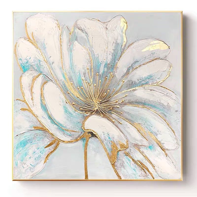 Golden Blossom Floral Canvas Art