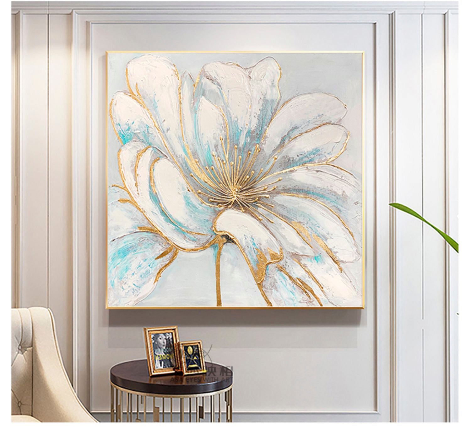 Golden Blossom Floral Canvas Art