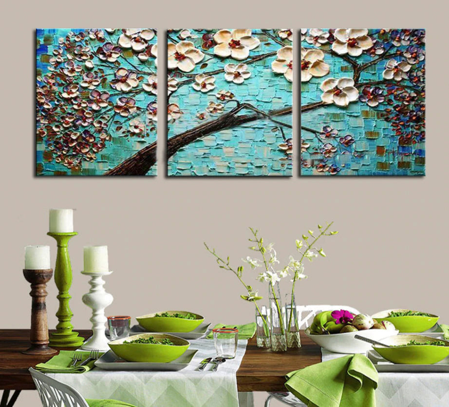 Blossom Breeze - Turquoise Triptych