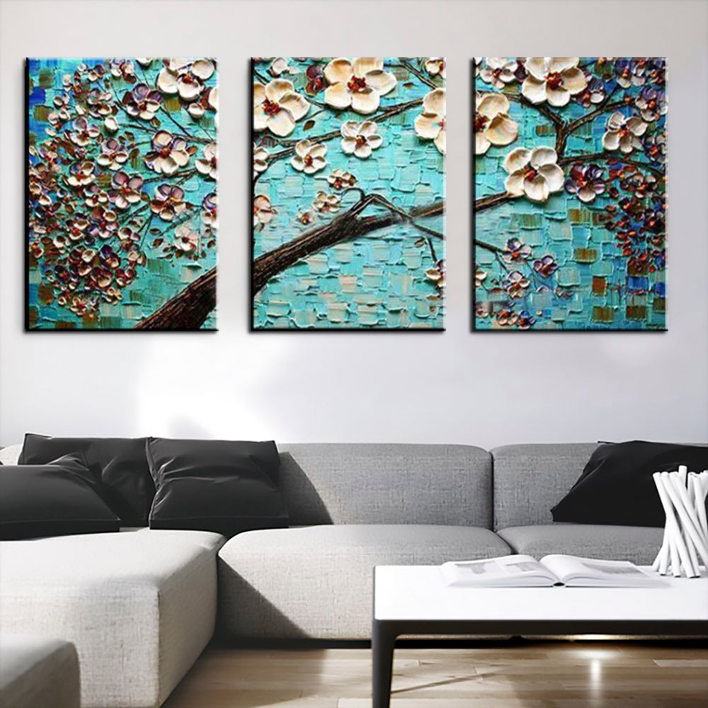 Blossom Breeze - Turquoise Triptych