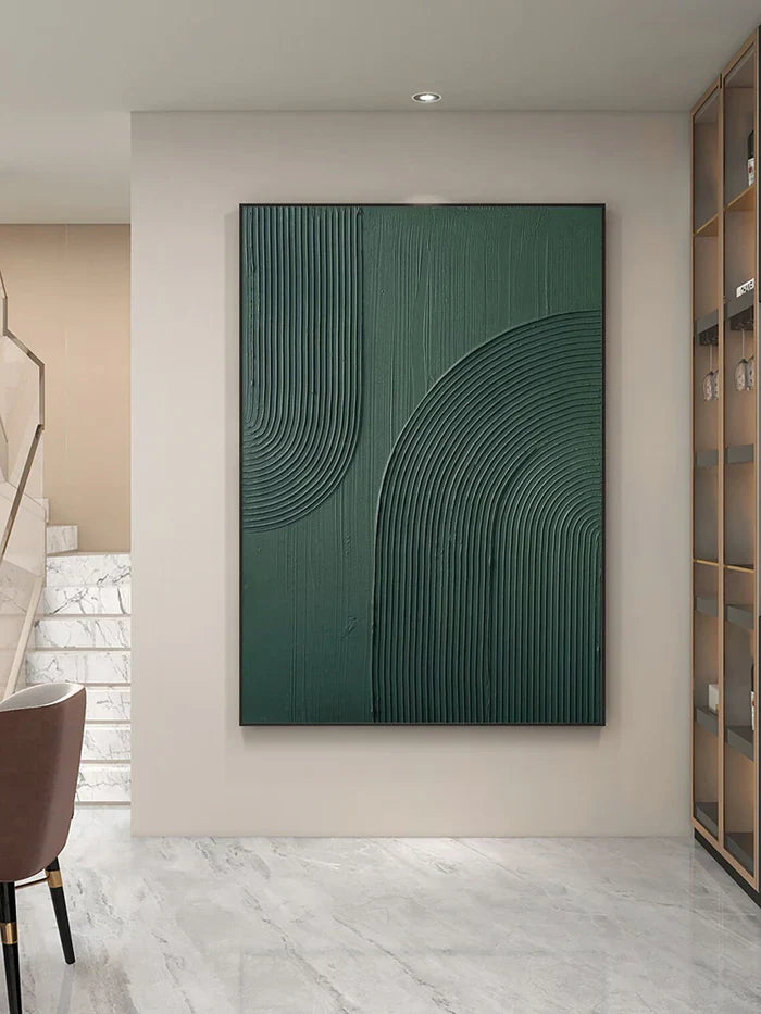 Minimalist Green Abstract Textured Wall Art