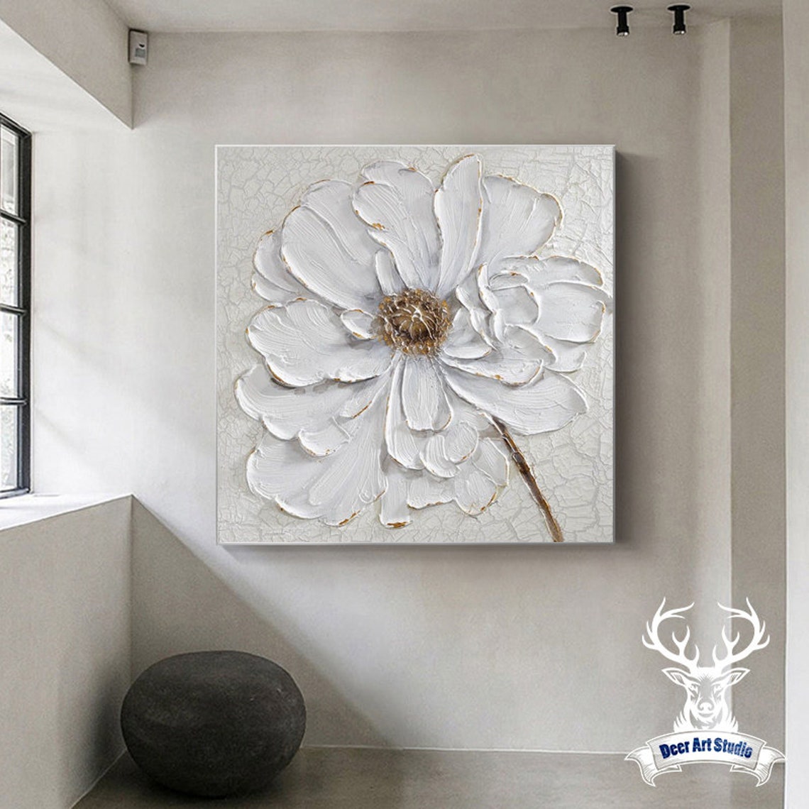 Elegant White Blossom Relief Wall Art