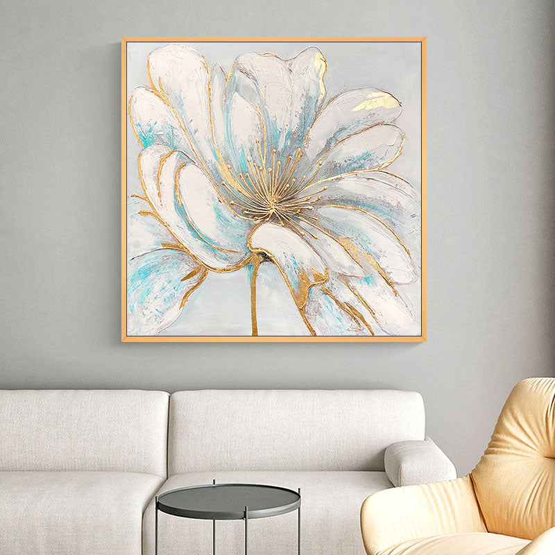 Golden Blossom Floral Canvas Art