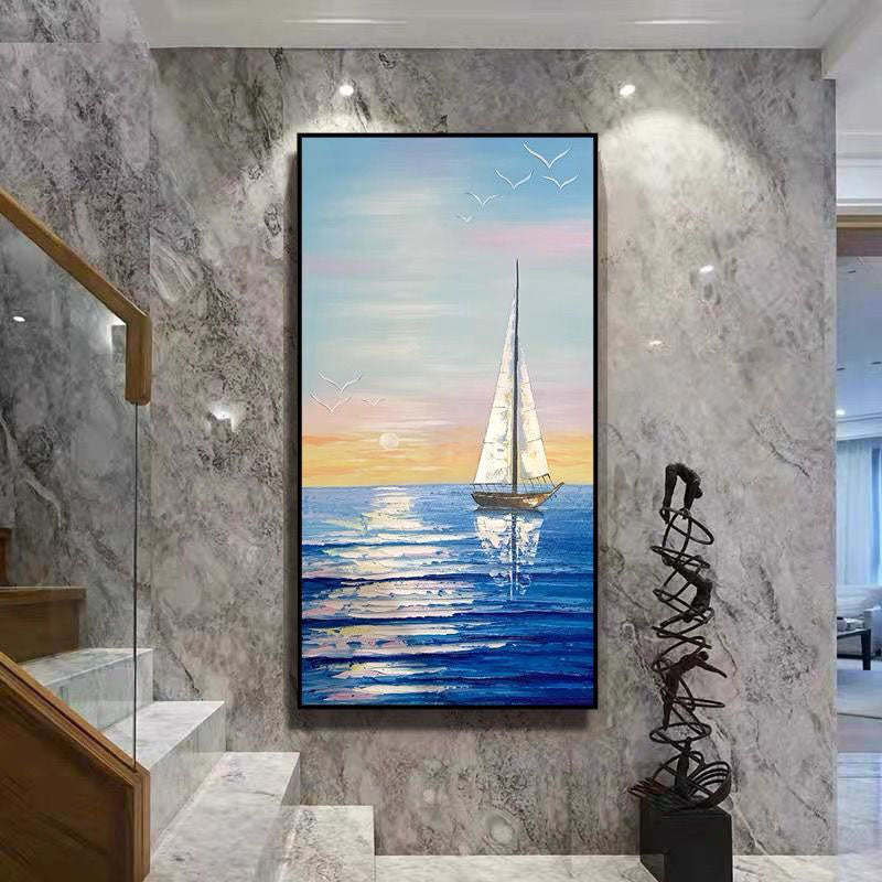 Sailing at Sunset Coastal Art