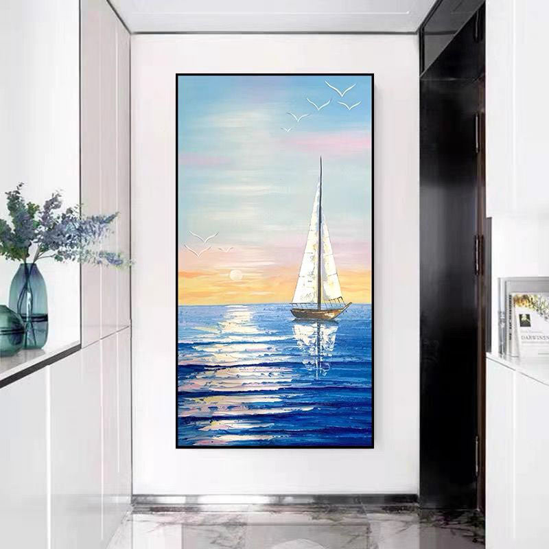 Sailing at Sunset Coastal Art