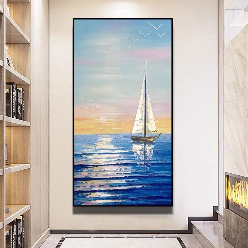 Sailing at Sunset Coastal Art