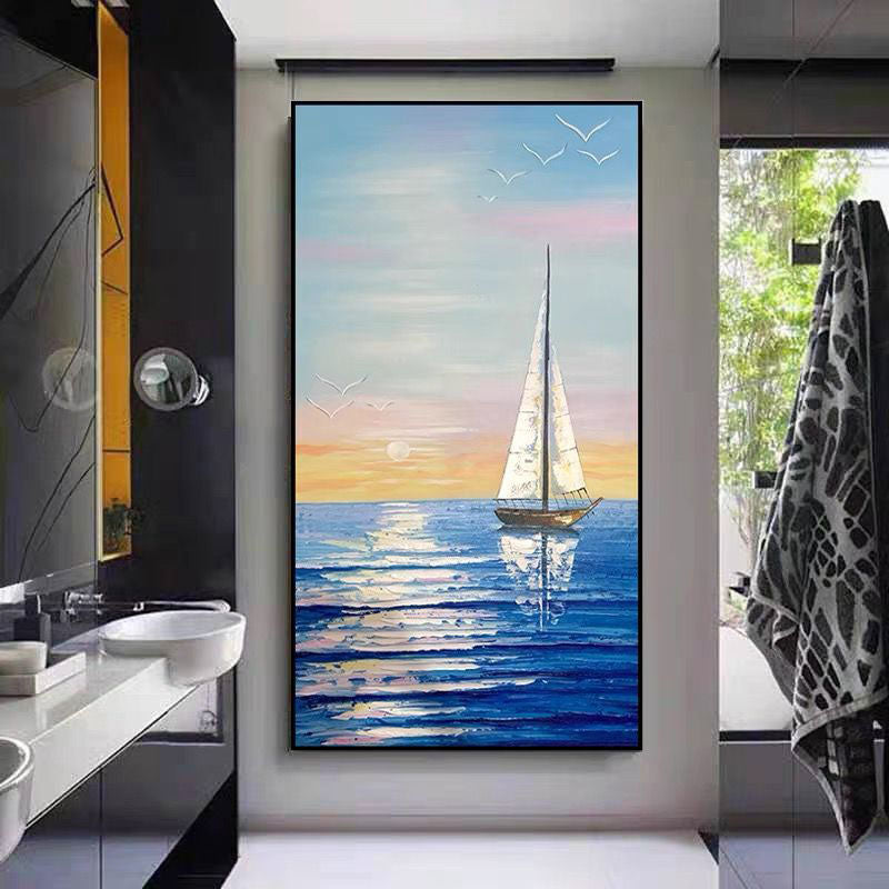 Sailing at Sunset Coastal Art