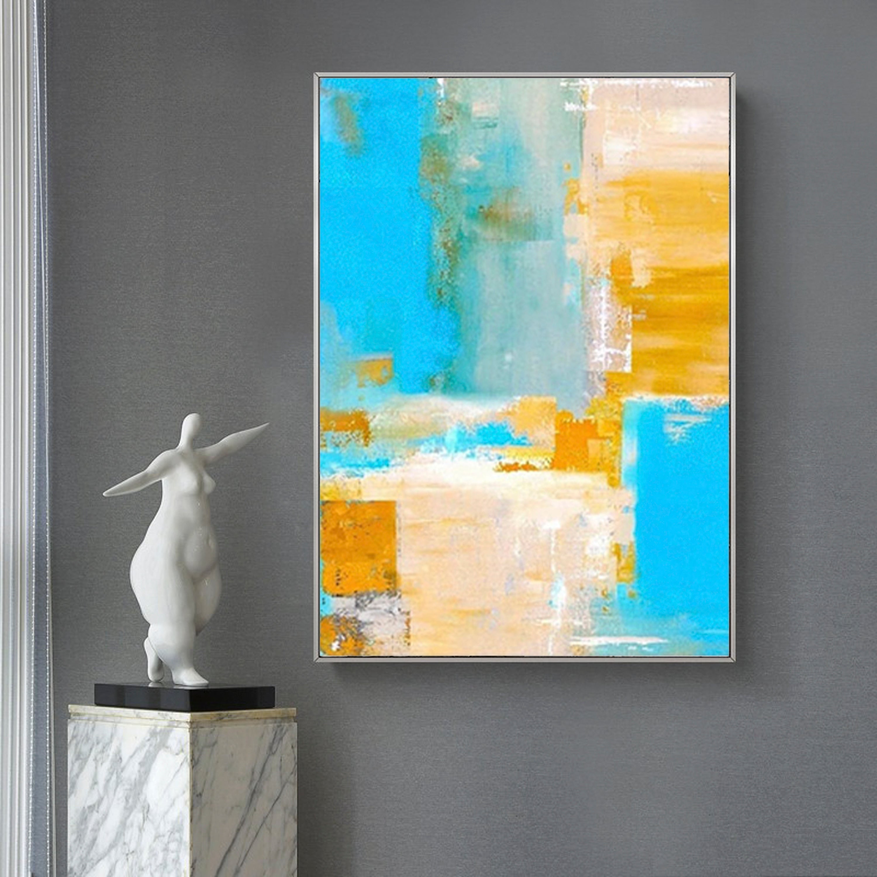 Sunlit Abstract: Blue & Gold Harmony