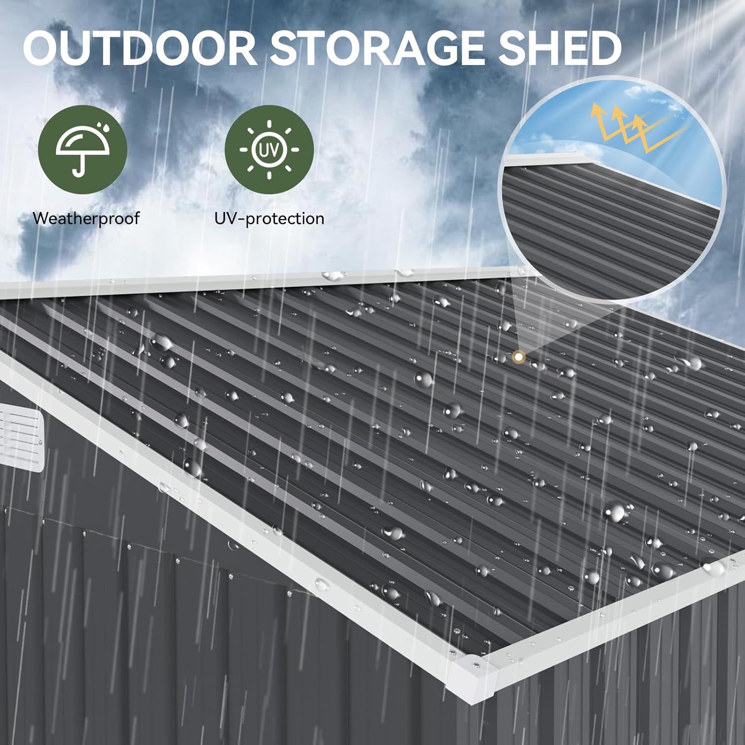 Aoxun 5x2.7 FT Outdoor Metal Storage Shed - Durable Water-Resistant Galvanized Steel, Sloping Roof Design, Lockable Door - Ideal for Tool Storage on Lawn, Patio & Backyard (Black)