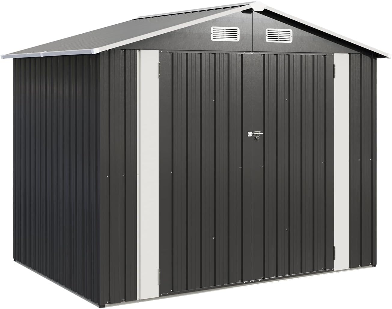 Aoxun 5x2.7 FT Outdoor Metal Storage Shed - Durable Water-Resistant Galvanized Steel, Sloping Roof Design, Lockable Door - Ideal for Tool Storage on Lawn, Patio & Backyard (Black)