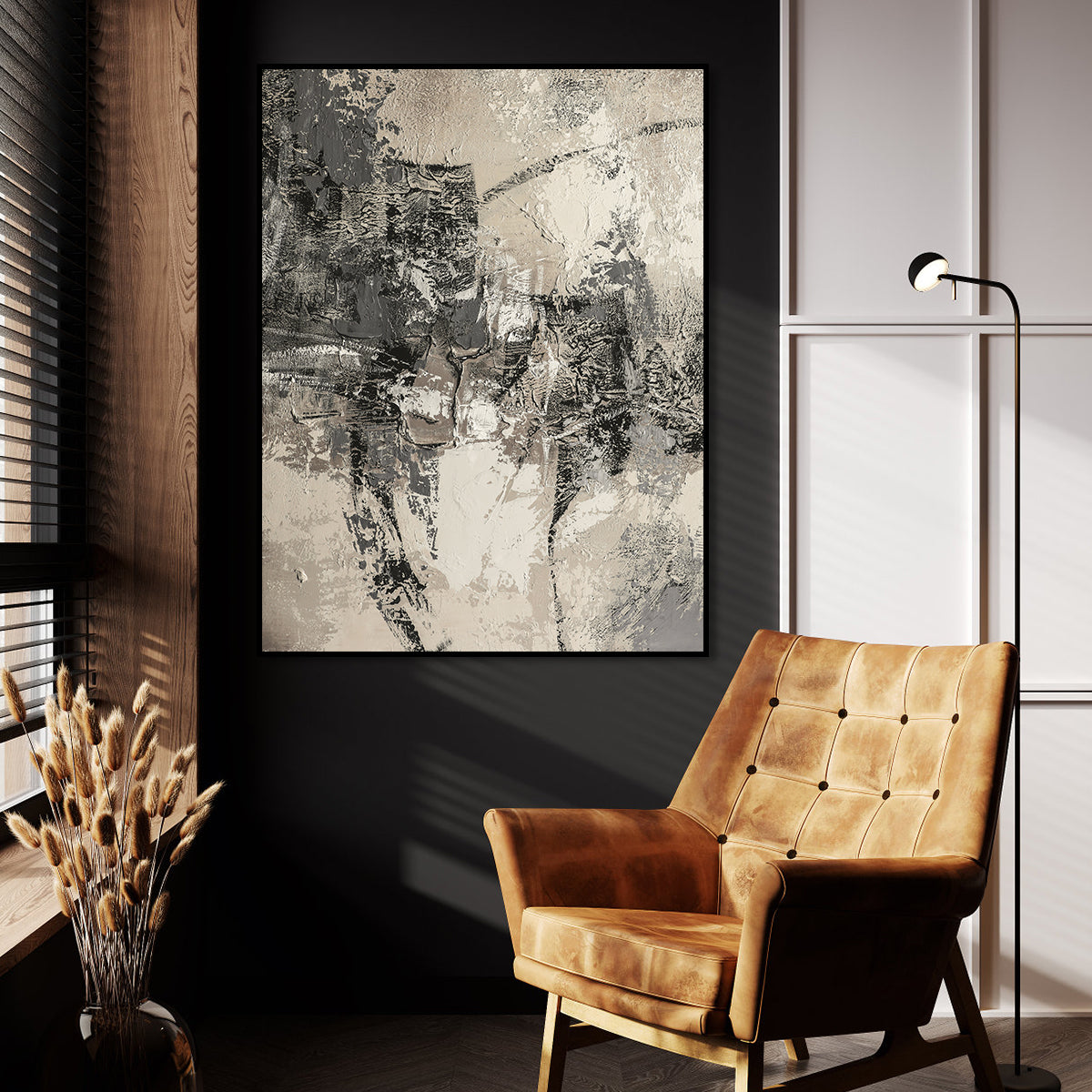 Monochrome Abstract Textured Oil Painting