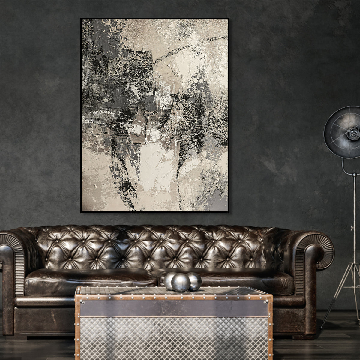 Monochrome Abstract Textured Oil Painting