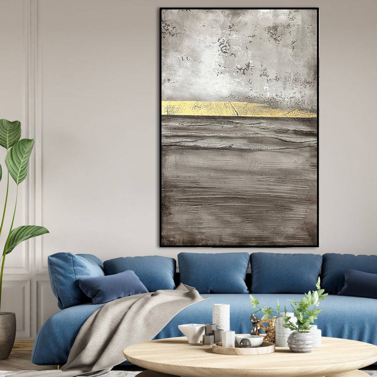 Golden Horizon Abstract Canvas