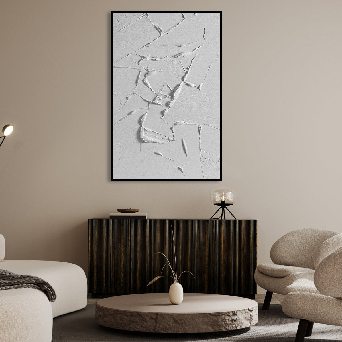 White Serenity: Abstract Texture Art