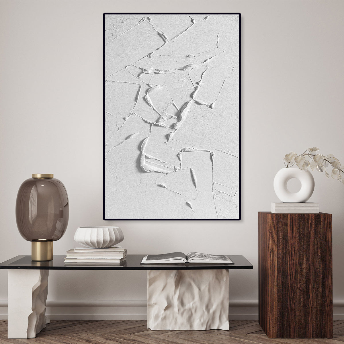 White Serenity: Abstract Texture Art