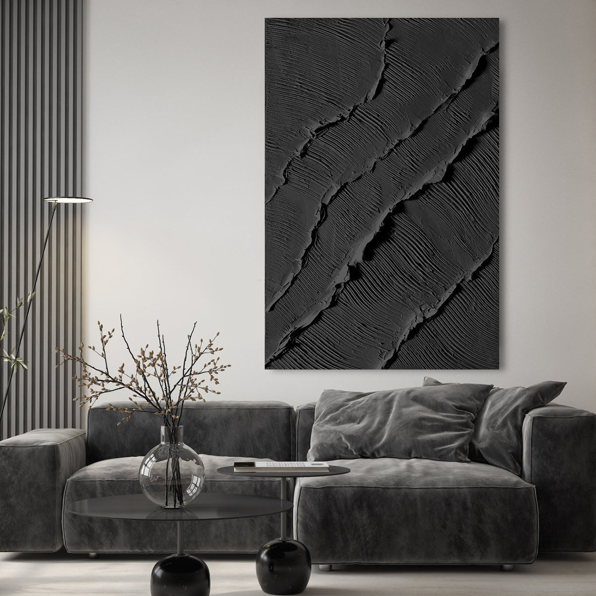 Black Ripple Texture Canvas Art