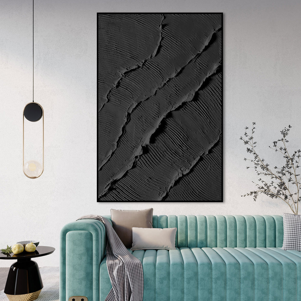 Black Ripple Texture Canvas Art