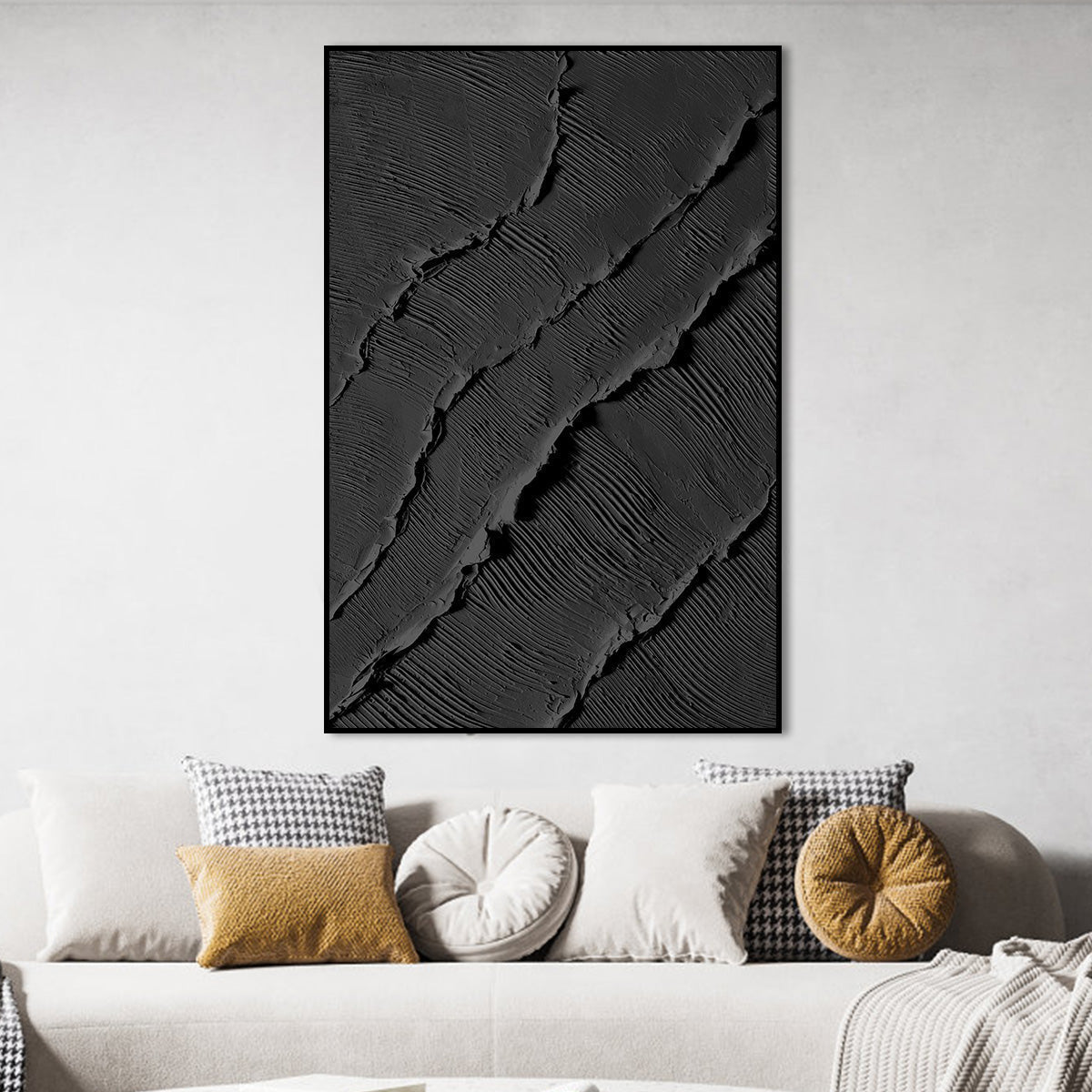 Black Ripple Texture Canvas Art