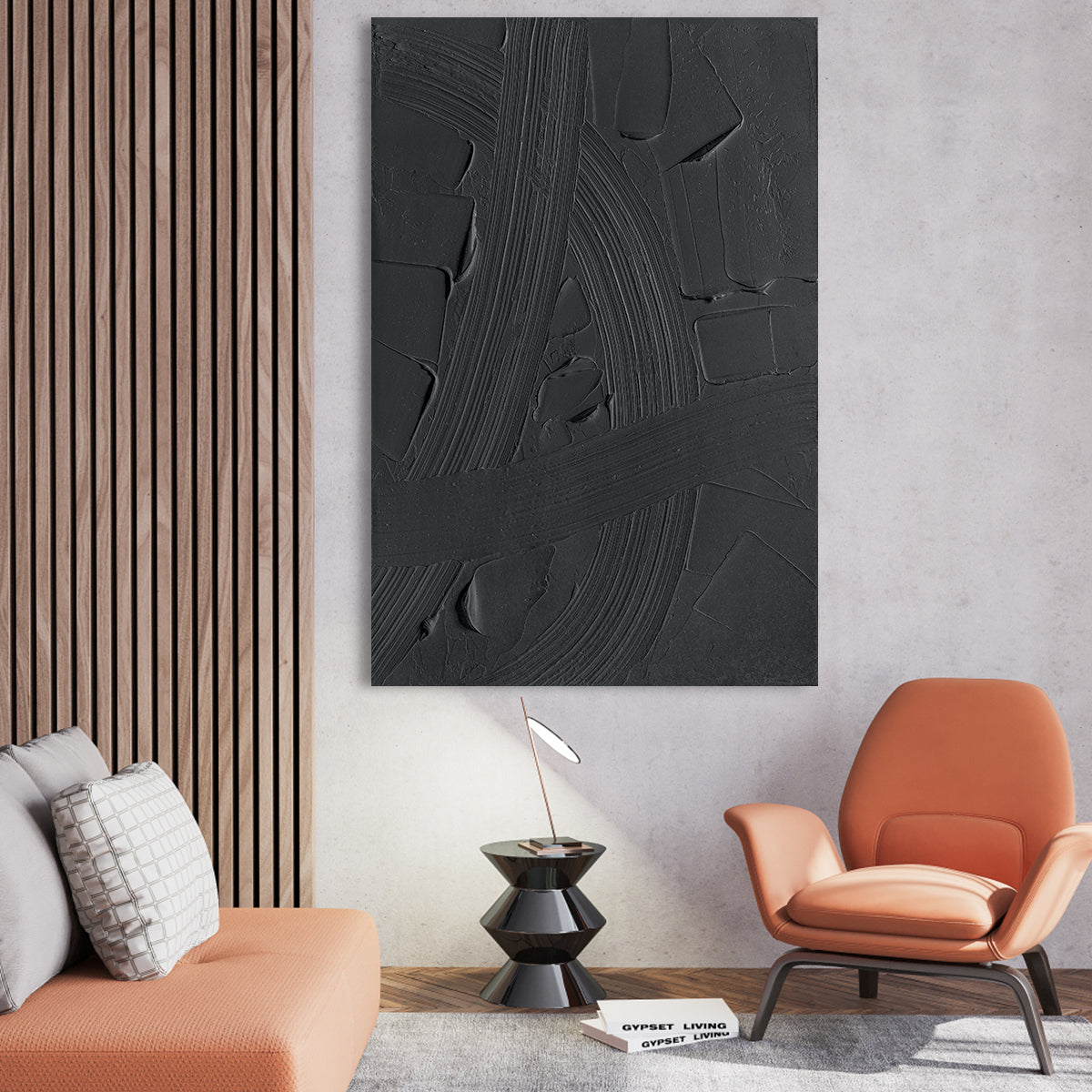 Black Abstract Textured Canvas Art