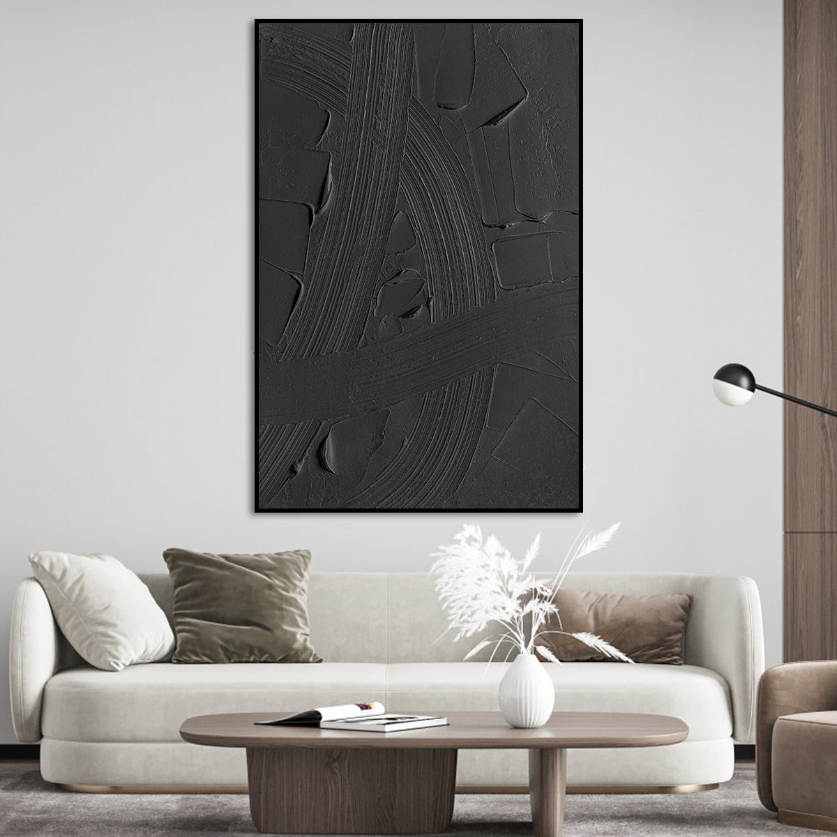 Black Abstract Textured Canvas Art