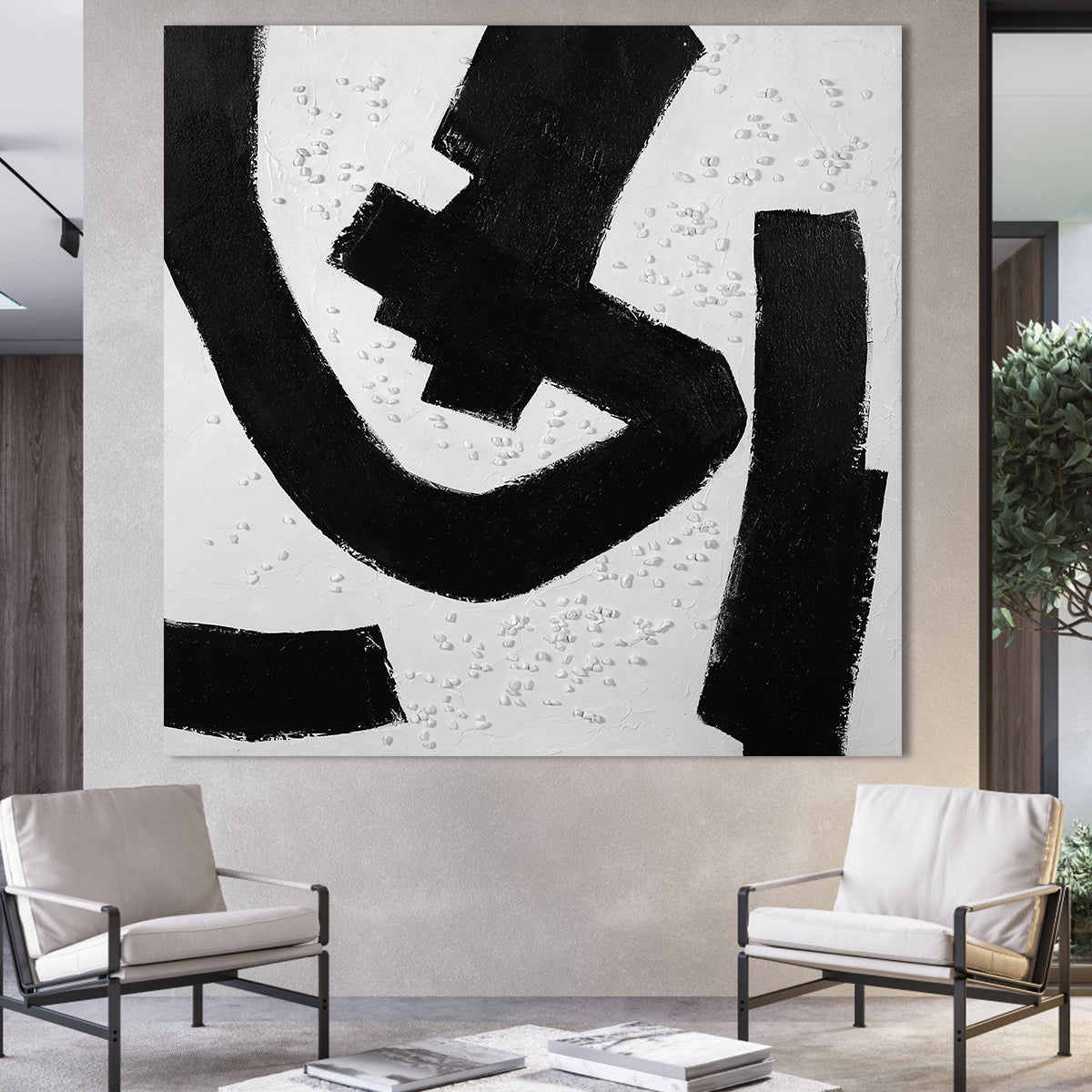 Monochrome Momentum - Abstract Black and White Canvas Art