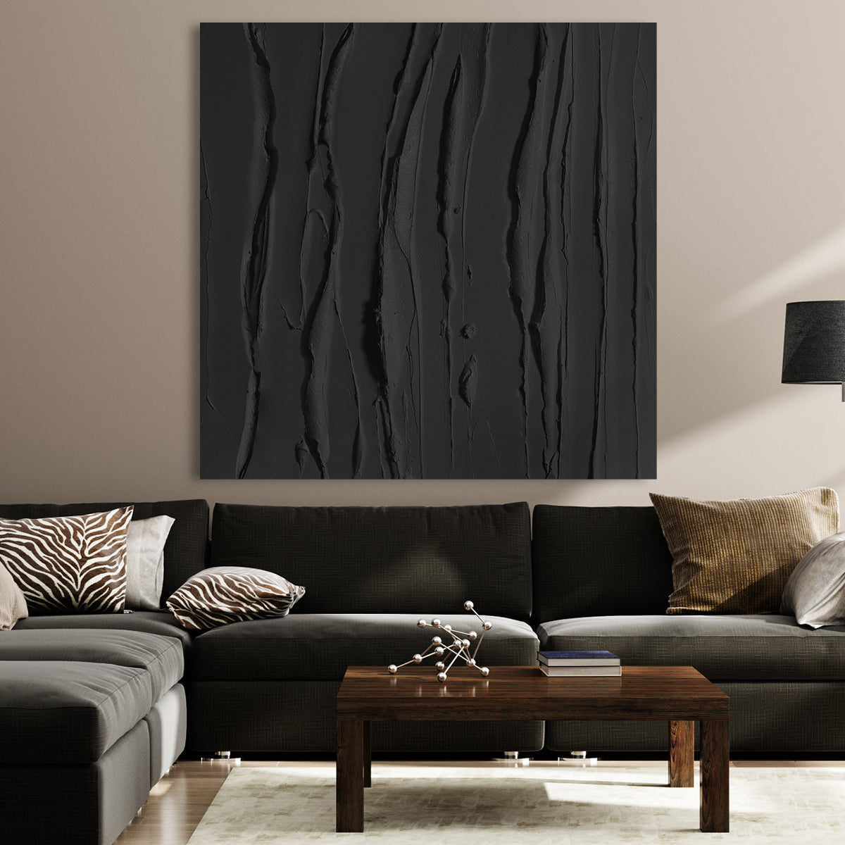 Noir Serenity: Textured Elegance