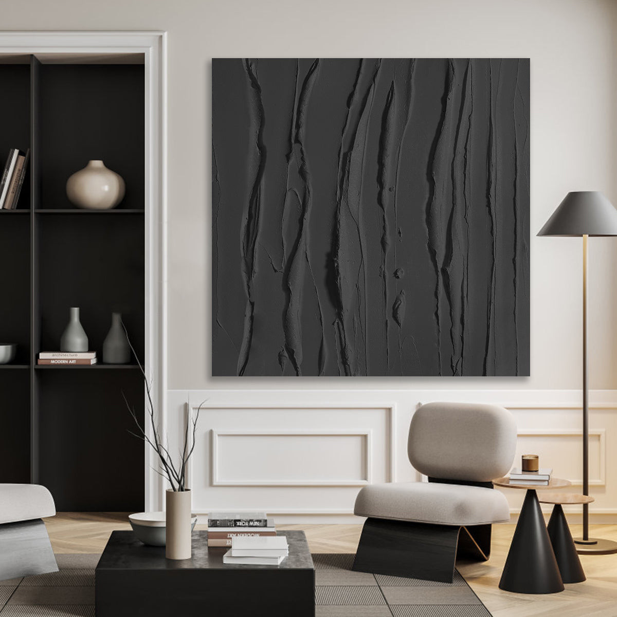 Noir Serenity: Textured Elegance