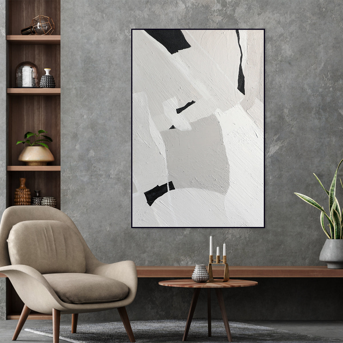 Modern Monochrome: Textured Abstract Art