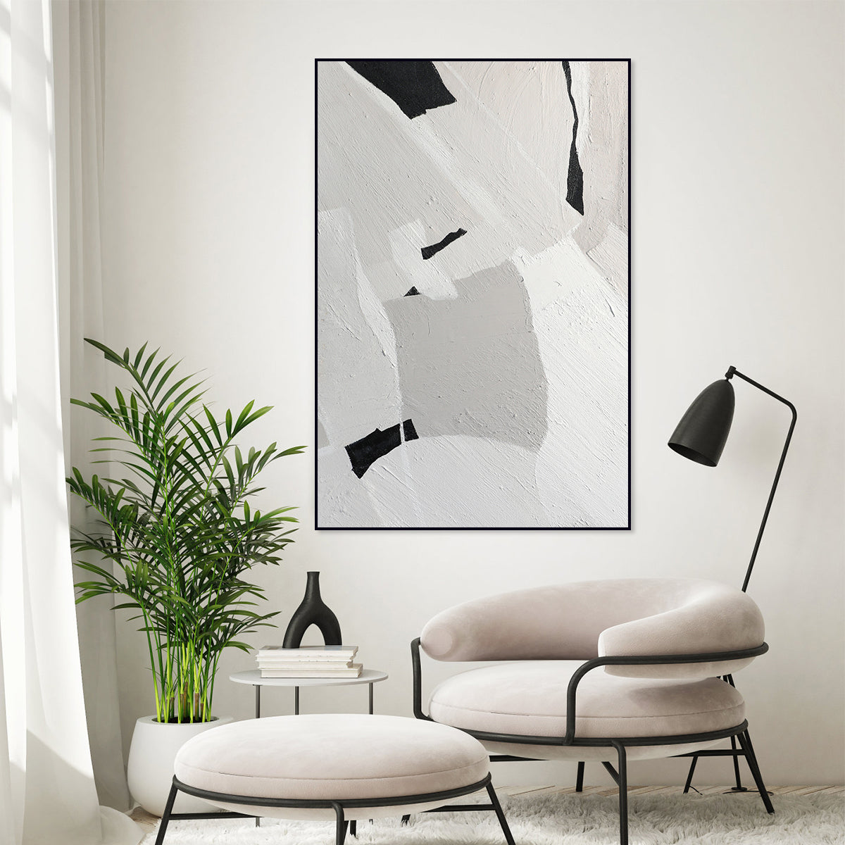 Modern Monochrome: Textured Abstract Art