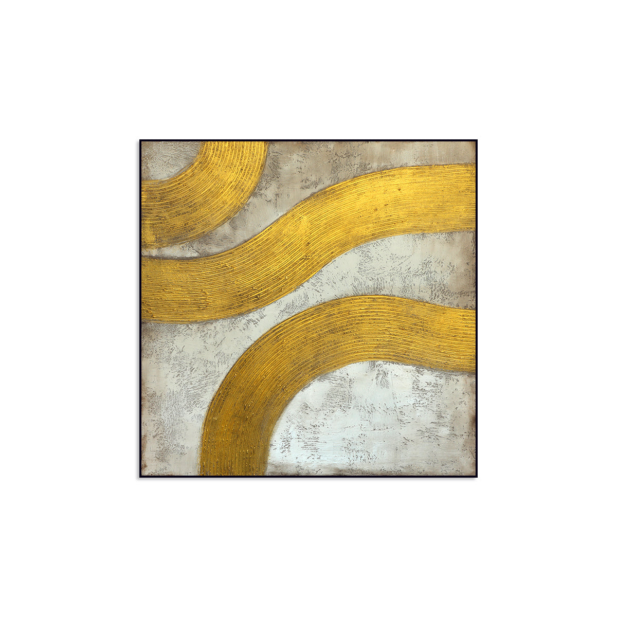 Golden Waves: Modern Abstract Textured Painting