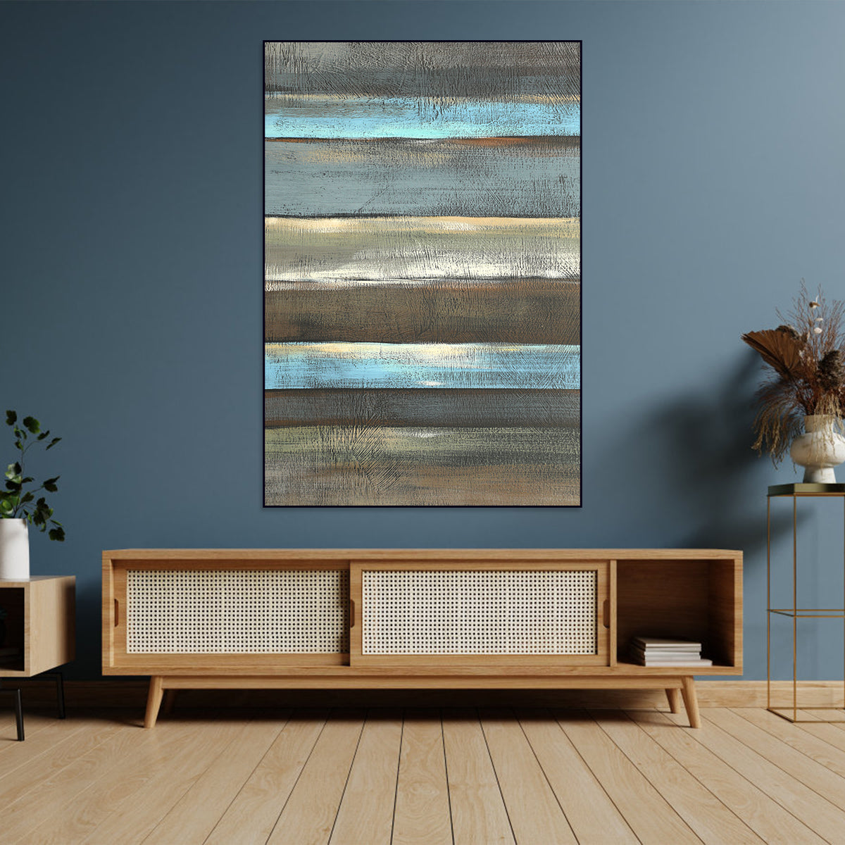 Multicolor Abstract Stripe Canvas Art