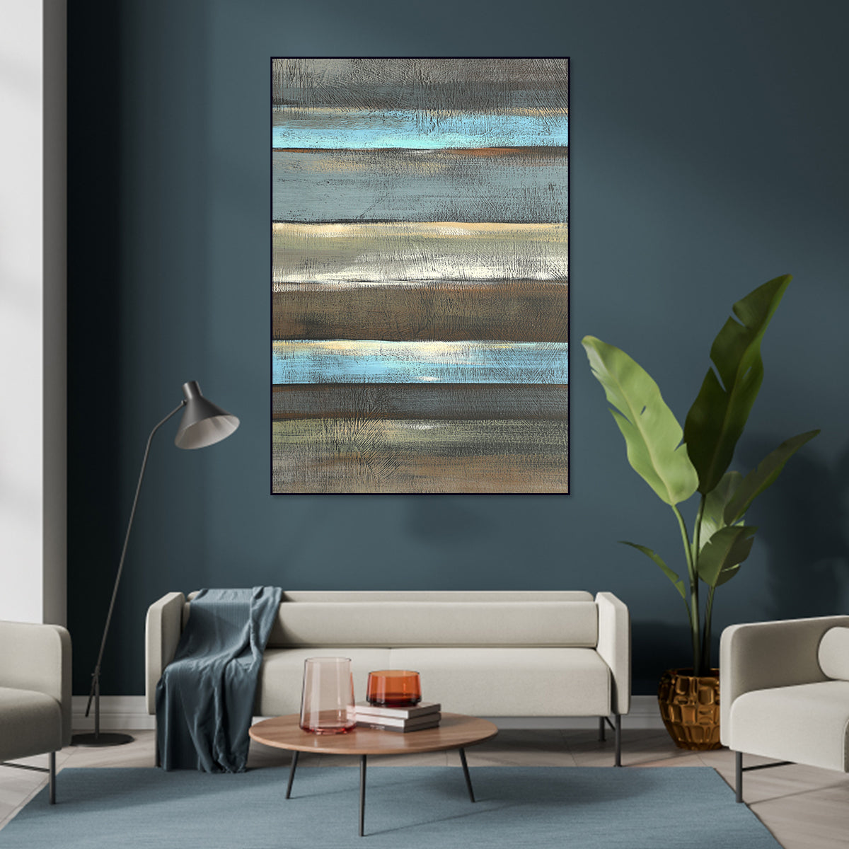 Multicolor Abstract Stripe Canvas Art