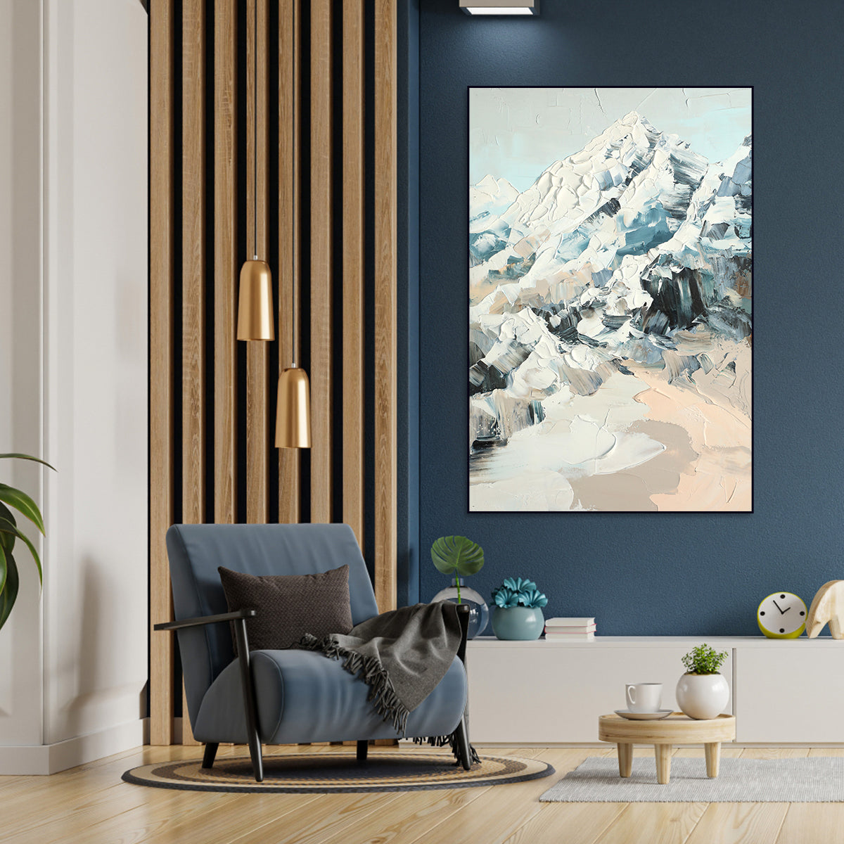 Snowy Mountain Abstract Canvas Art