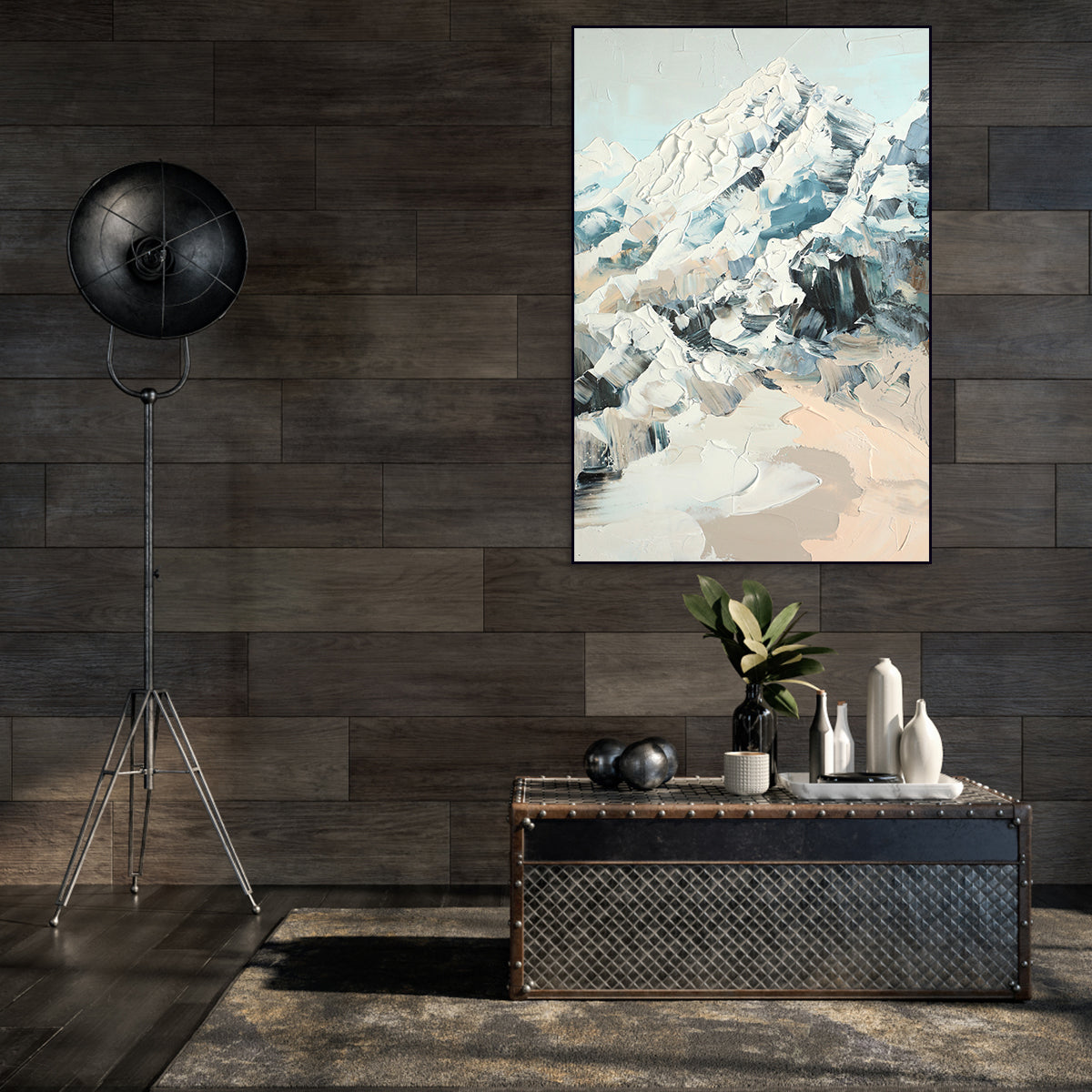 Snowy Mountain Abstract Canvas Art