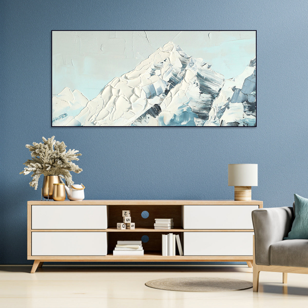 Snowy Peak Abstract Canvas Art