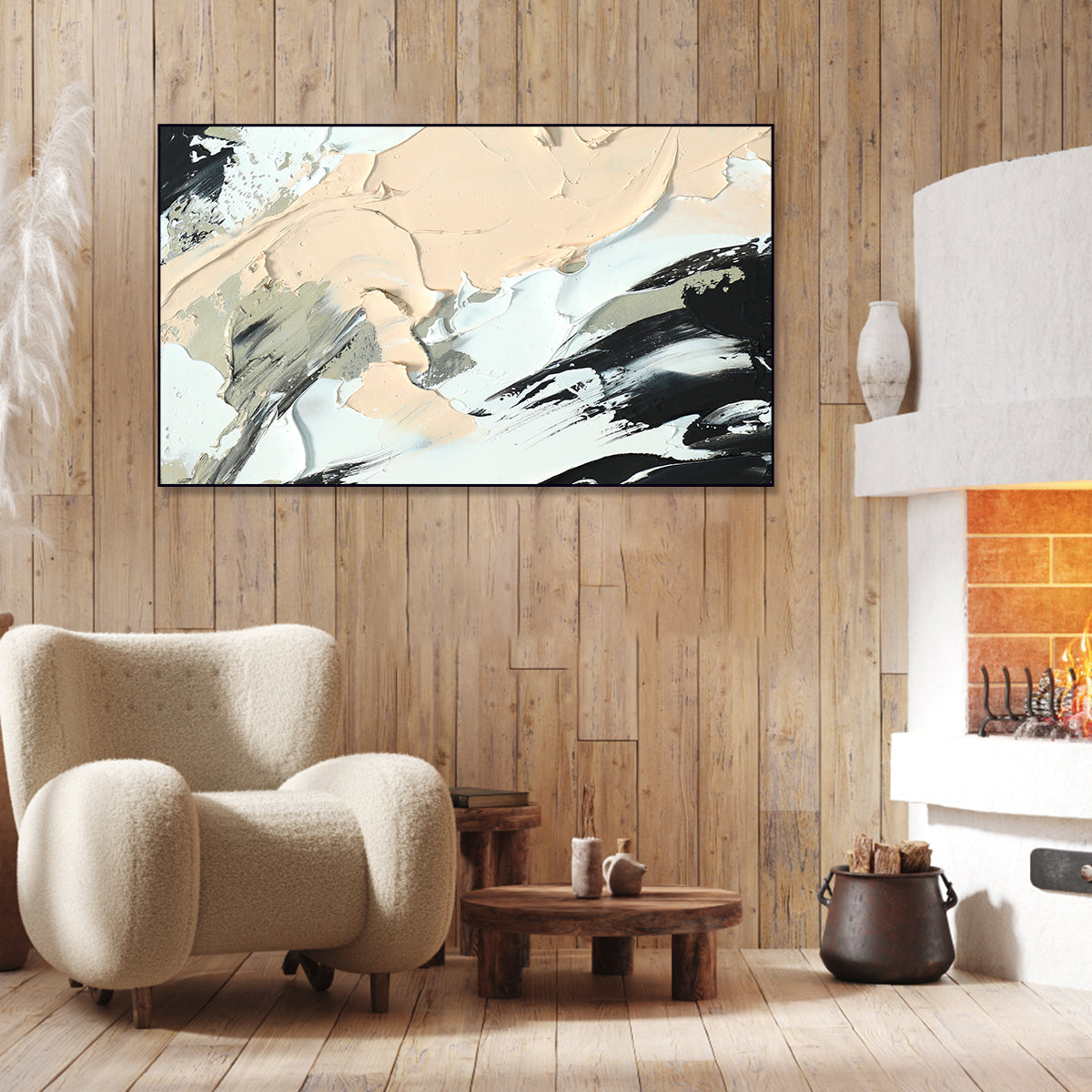 Flowing Neutrals Abstract Canvas