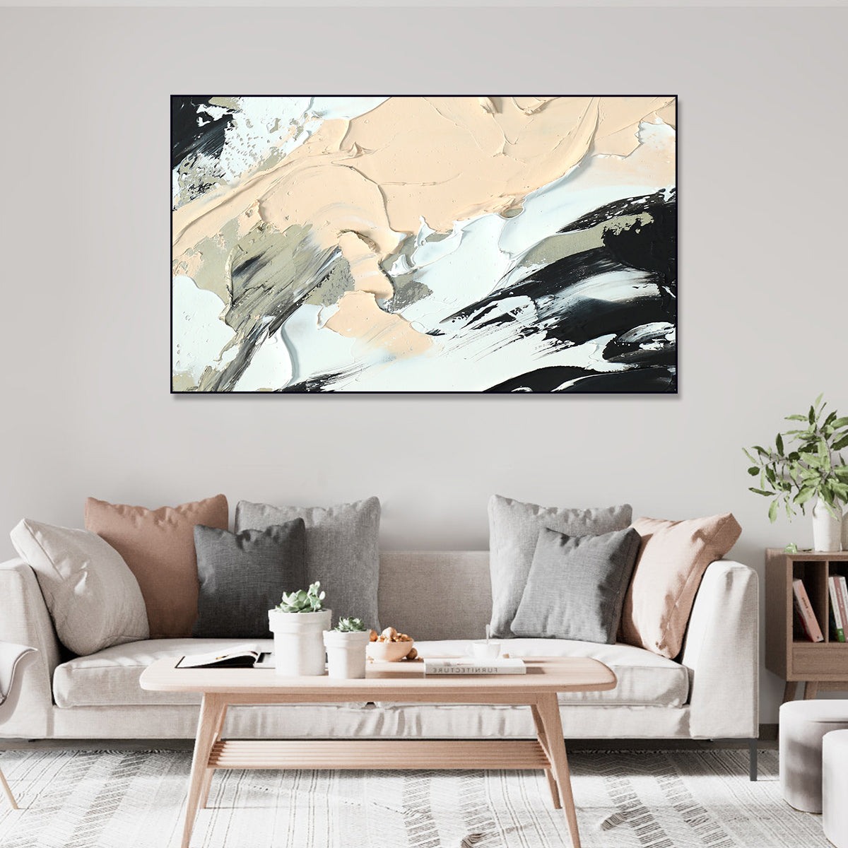 Flowing Neutrals Abstract Canvas