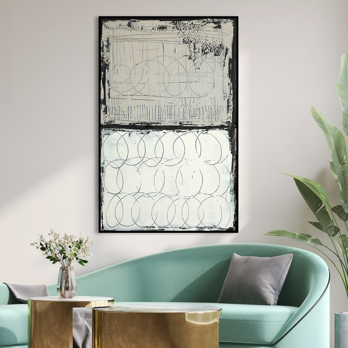 Dual Circle Dimensions Abstract Painting