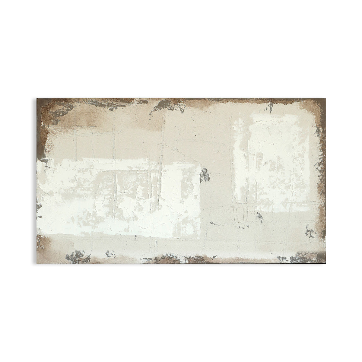 Neutral Textured Abstract Canvas Art - Beige and White