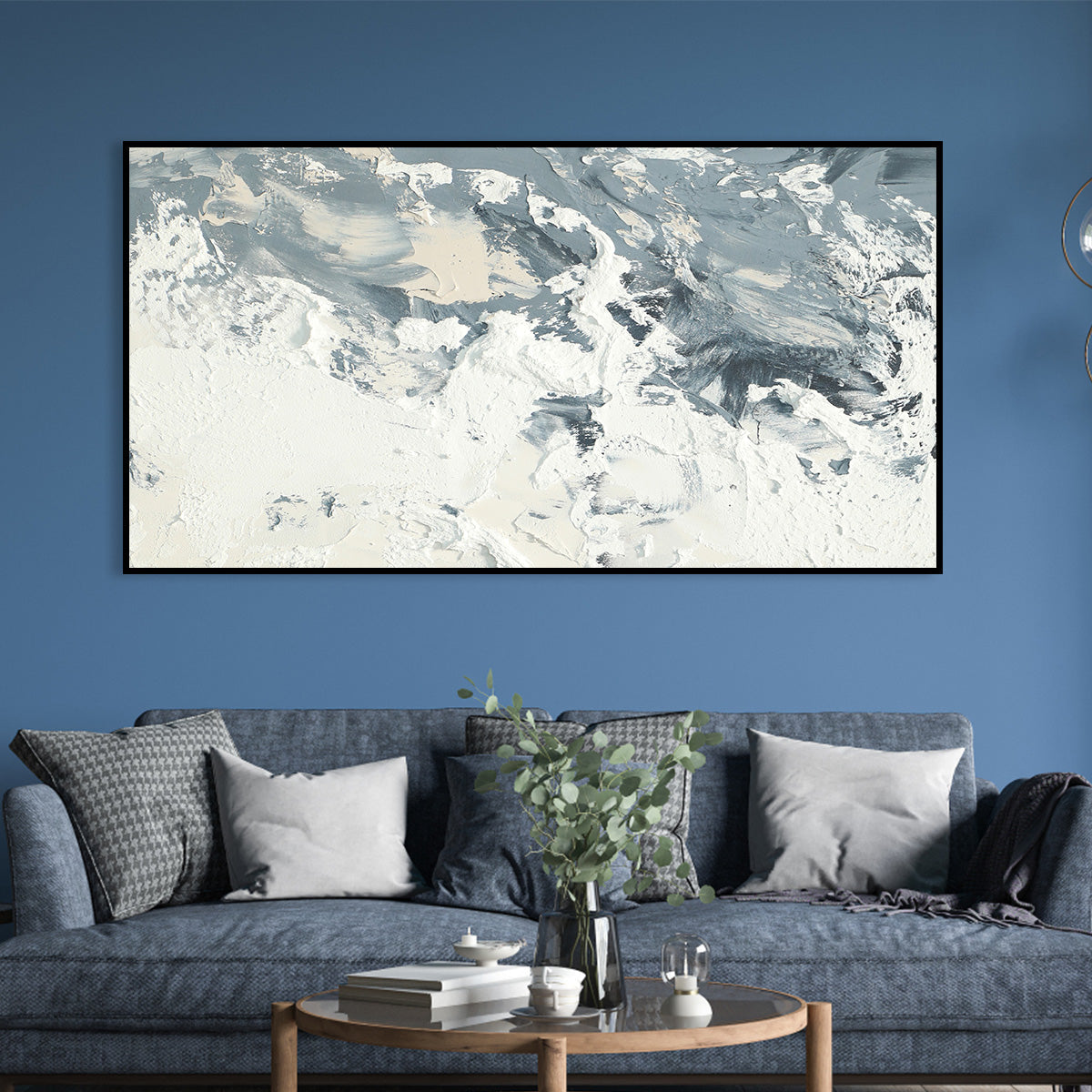 Textured Abstract Canvas Art - Dynamic White and Gray Artistic Painting