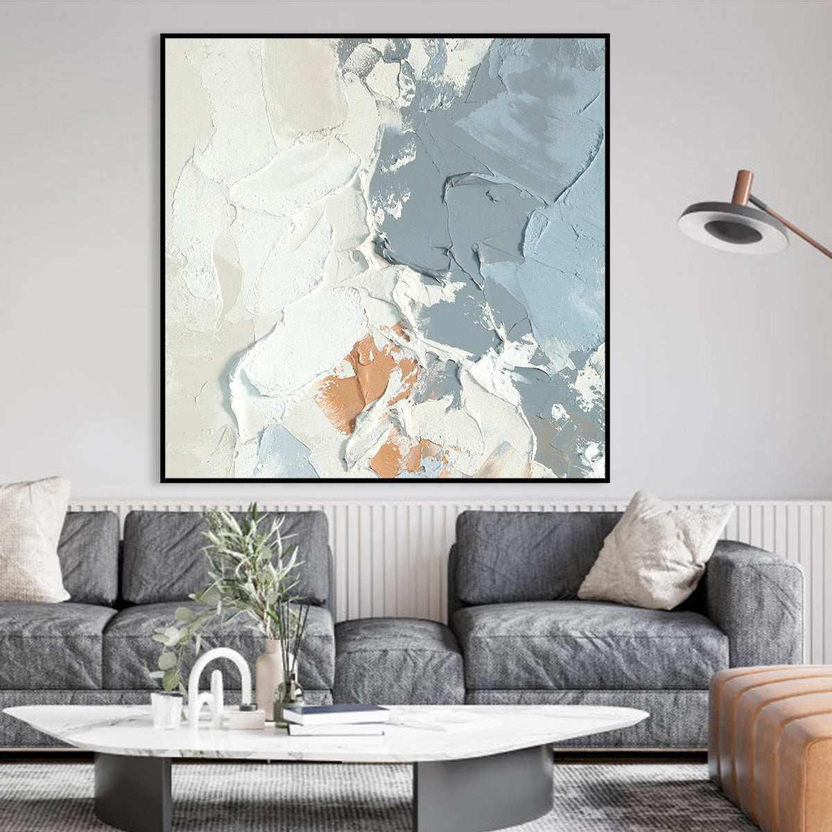 Warm and Cool Textured Abstract Canvas Art - Earth and Sky Palette