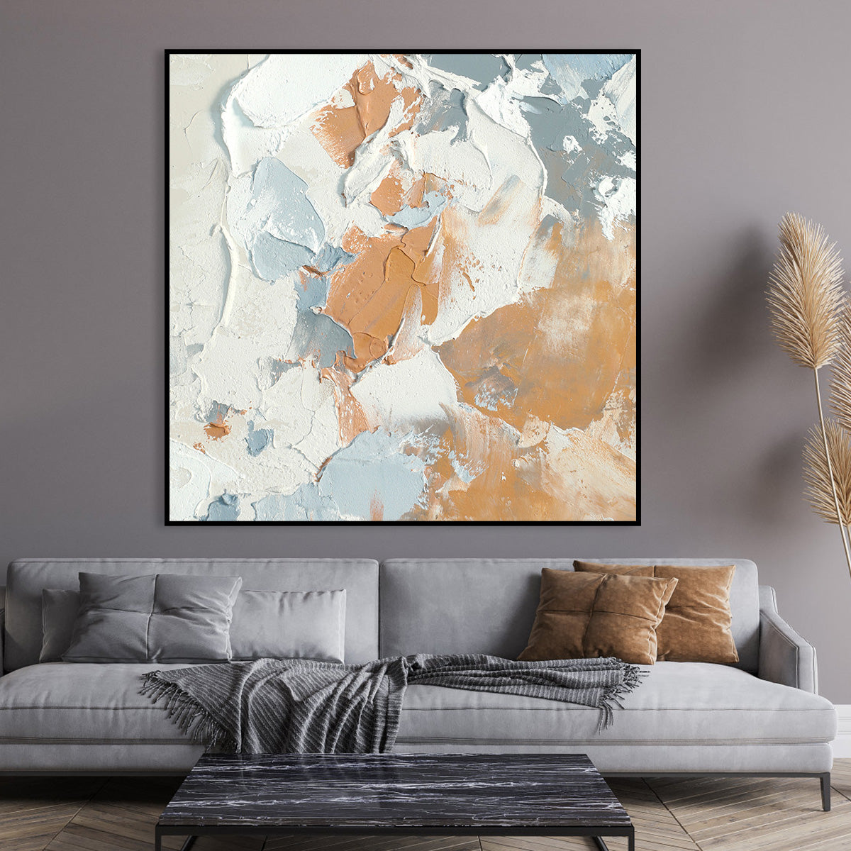 Earth and Sky Textured Abstract Canvas Art - Warm and Cool Tones