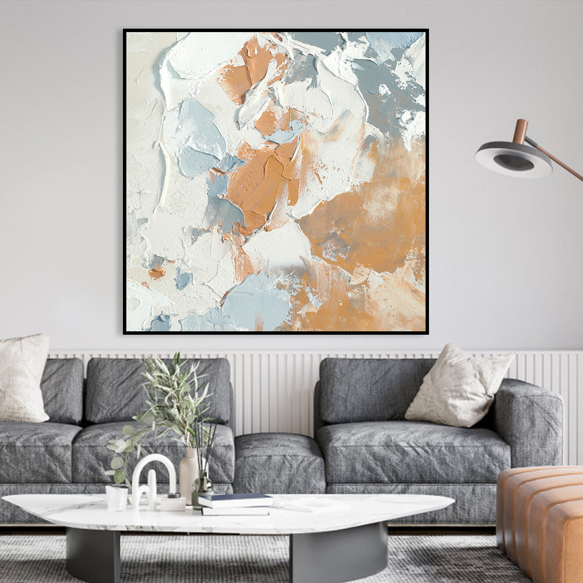 Earth and Sky Textured Abstract Canvas Art - Warm and Cool Tones