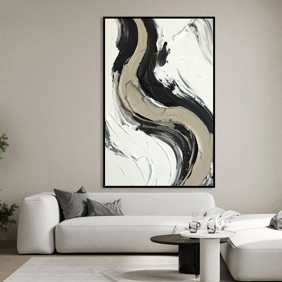 Monochrome Flow Abstract Art