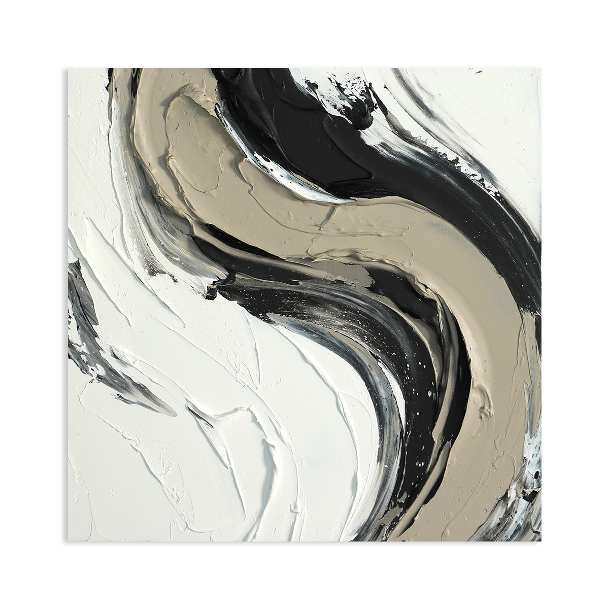 Dynamic Monochrome Abstract Oil Painting