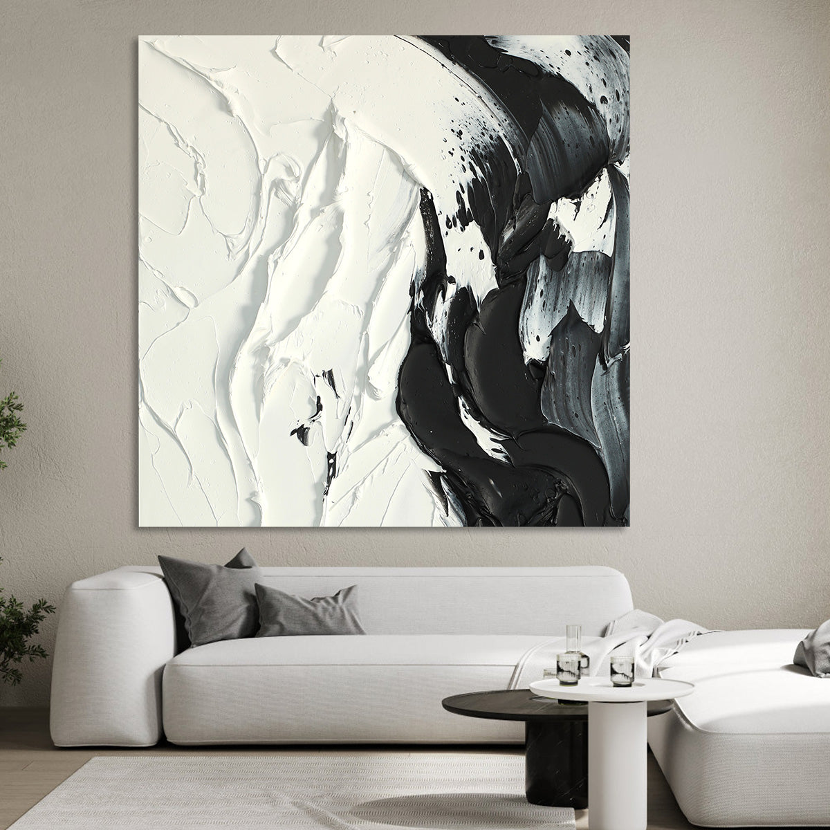 Black and White Flow Abstract Art