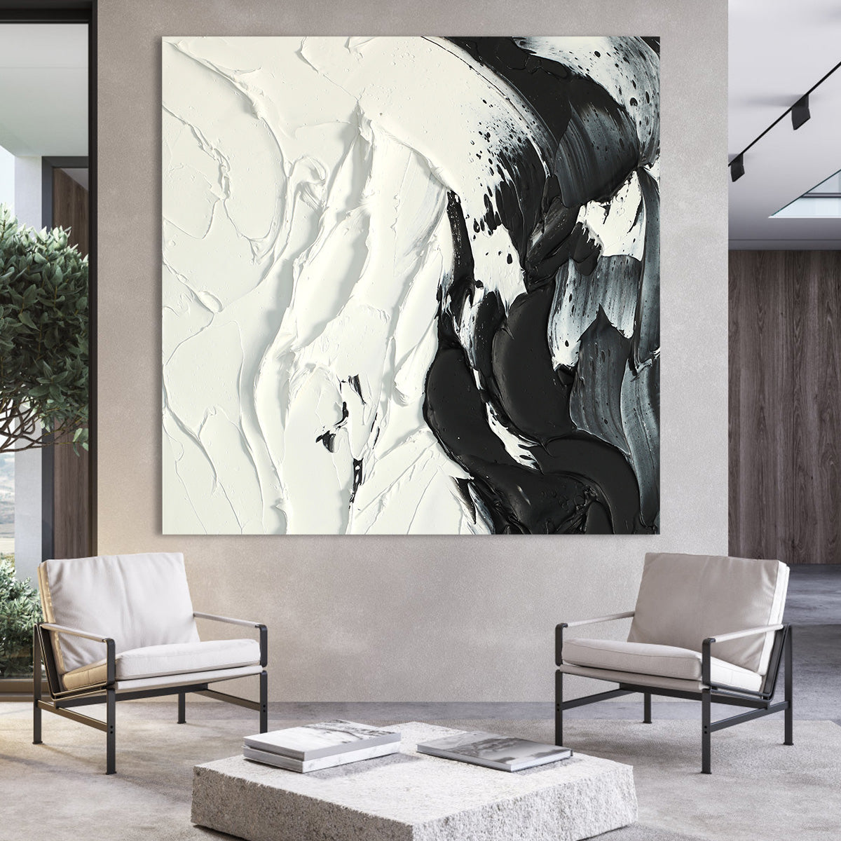 Black and White Flow Abstract Art